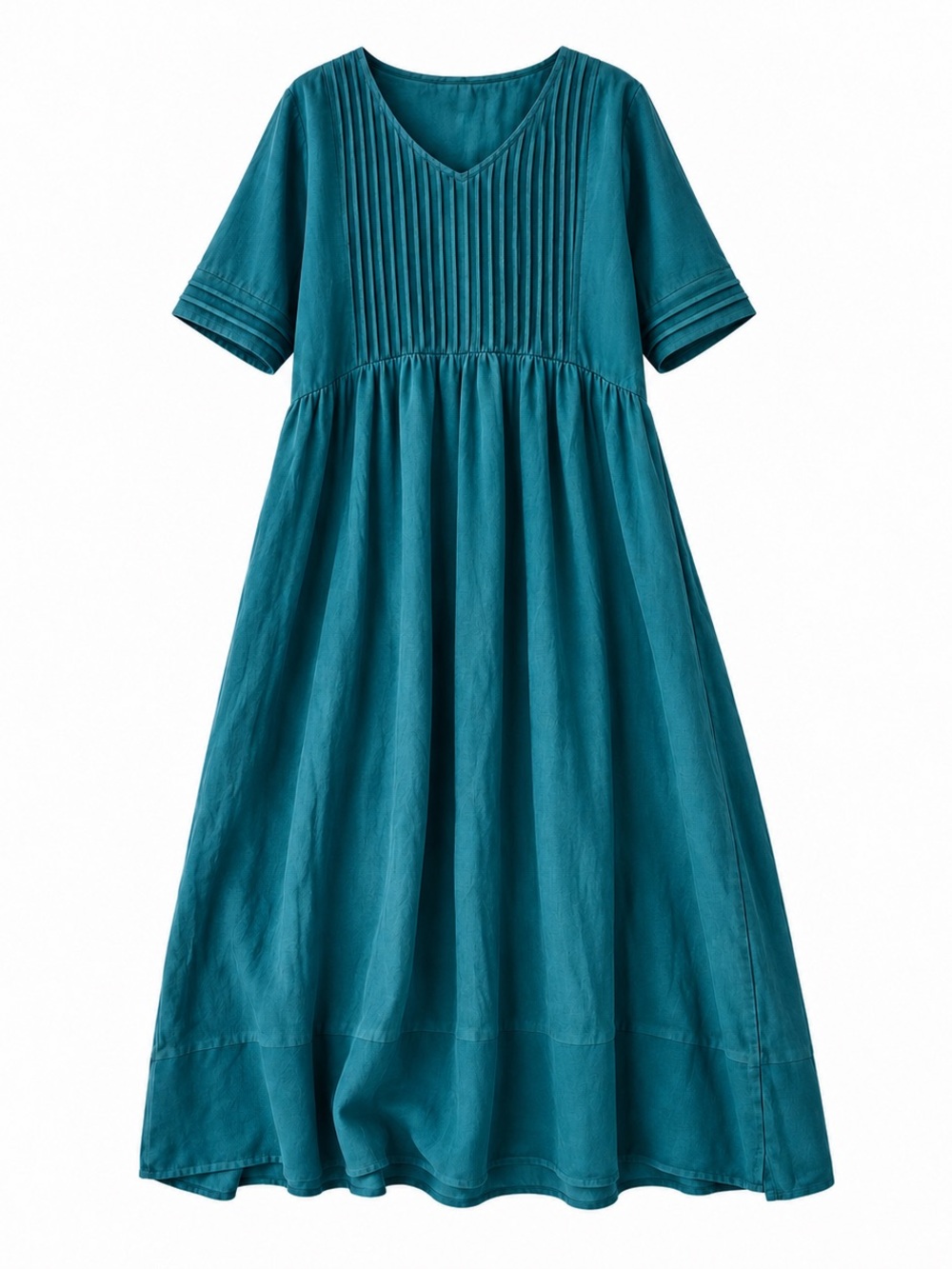 Akivide Women’s Deep Teal Rayon Midi Dress Size Small NWOT Boho Flowy